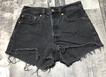Load image into Gallery viewer, Levi’s black high rise denim shorts - Hers size 26
