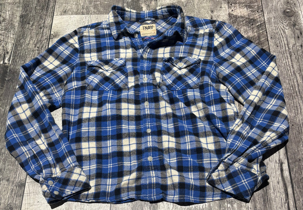 TNA blue/white button up - Hers size L