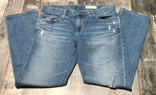 Load image into Gallery viewer, AG blue mid rise ankle slim jeans - Hers size 28
