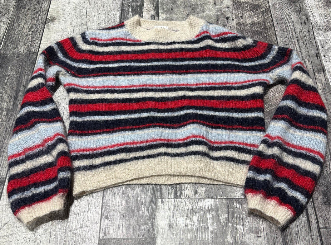 Little Moon red/navy/light blue cropped sweater - Hers size S