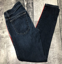 Load image into Gallery viewer, Joe’s dark blue/red high rise skinny jeans - Hers size 28
