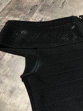 Load image into Gallery viewer, Guess black off the shoulder bandage dress - Hers size M
