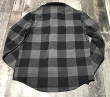 Load image into Gallery viewer, lululemon grey/black button up plaid shirt - His size M
