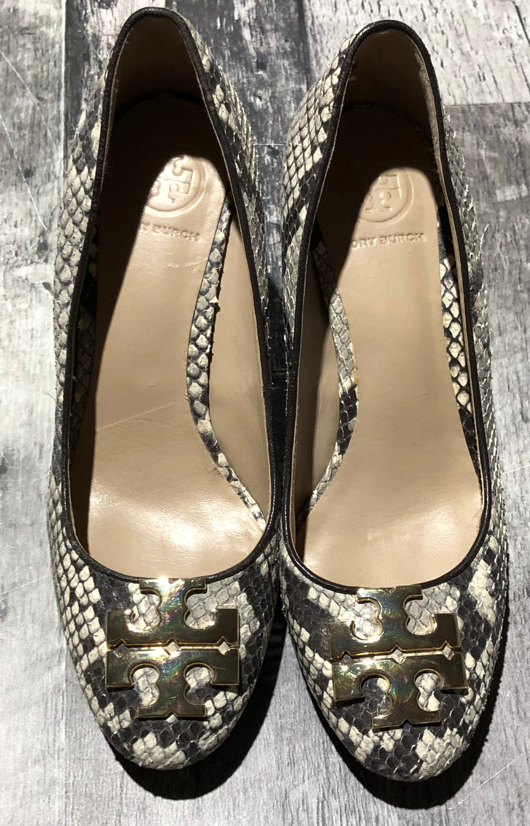 Tory Burch grey/beige wedge heel - Hers size 5