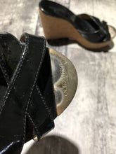 Load image into Gallery viewer, Jimmy Choo black/cork high wedge - Hers size 38.5
