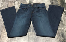 Load image into Gallery viewer, J Brand dark blue mid rise flare jeans - Hers size 26
