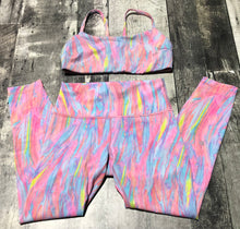 Load image into Gallery viewer, lululemon pink/multi colour sports bra + high rise leggings - top size 10 pants size 8

