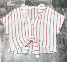 Load image into Gallery viewer, Wilfred Free cream/red crop button up sheer shirt - Hers size L
