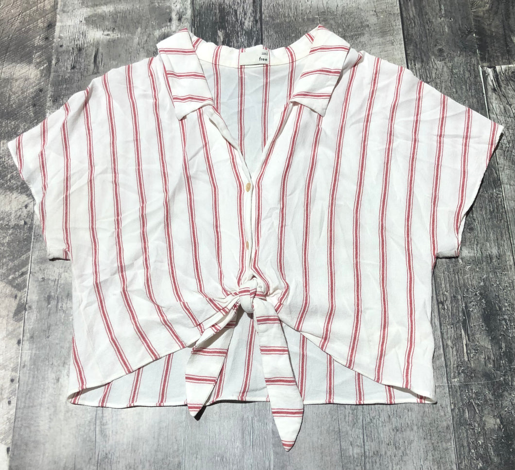 Wilfred Free cream/red crop button up sheer shirt - Hers size L