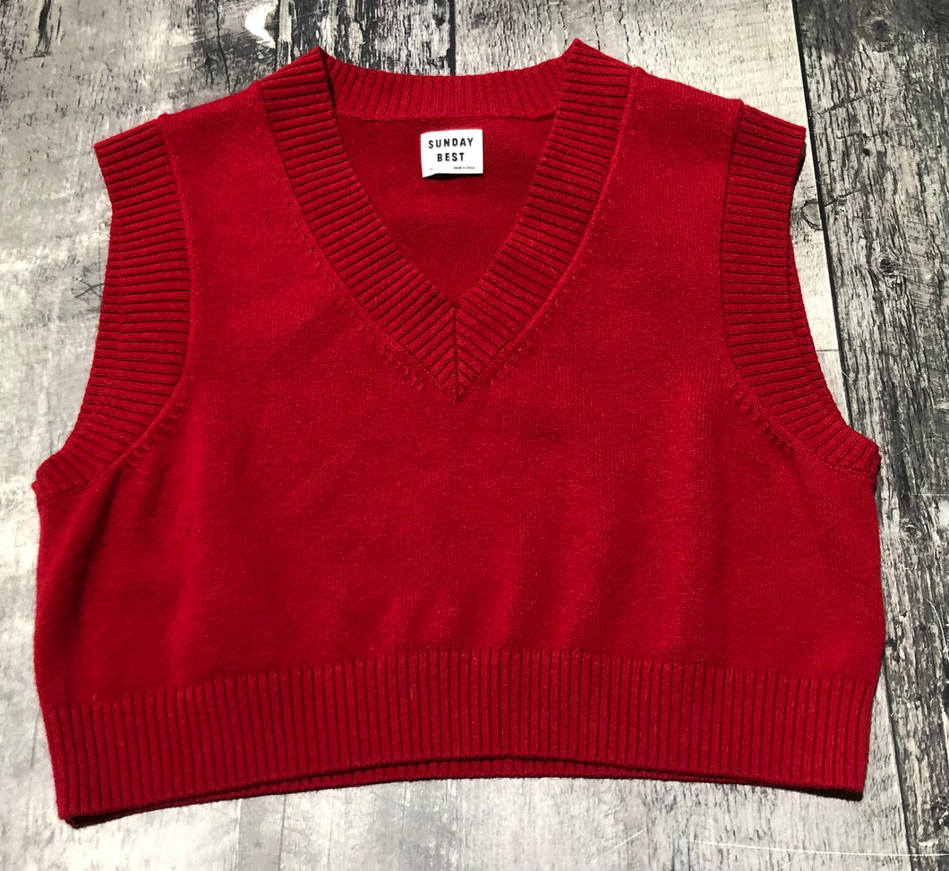 Sunday Best red cropped sweater vest - Hers size XS