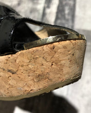 Load image into Gallery viewer, Jimmy Choo black/cork high wedge - Hers size 38.5

