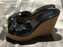 Load image into Gallery viewer, Jimmy Choo black/cork high wedge - Hers size 38.5
