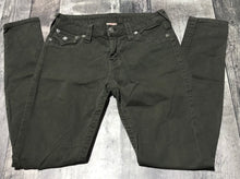 Load image into Gallery viewer, True Religion dark green low rise skinny pants - Hers size 27
