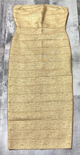 Load image into Gallery viewer, Express x bebe gold strapless bandage dress - Hers size M
