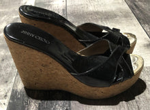 Load image into Gallery viewer, Jimmy Choo black/cork high wedge - Hers size 38.5
