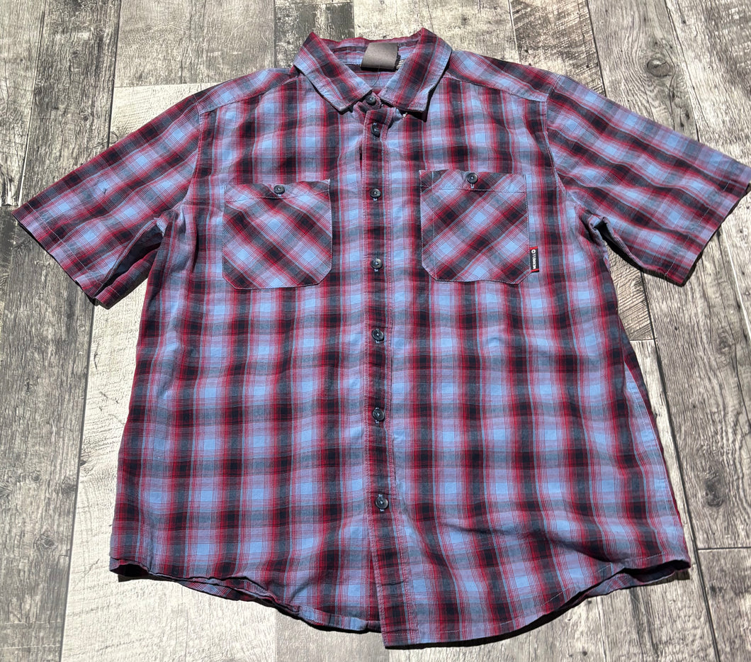 Merrell blue/red/black button up - His size L