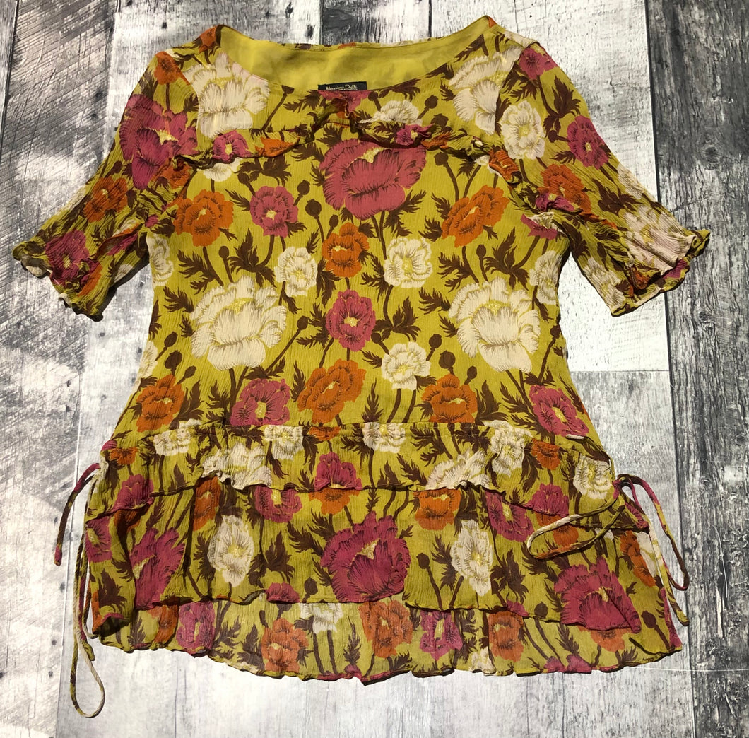 Massimo Dutti green/pink/orange sheer blouse - Hers size 6
