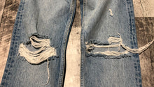 Load image into Gallery viewer, Boyish light blue ripped high rise jeans - Hers size 22
