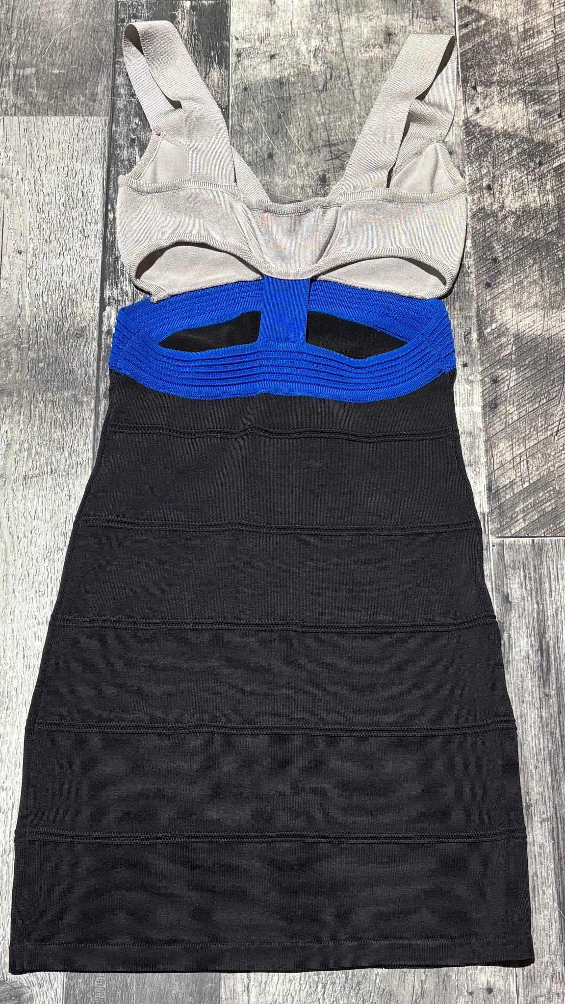 bebe blue bandage dress Bebe Medium Navy Blue Bandage Dress Cut Out Sleeve Bodycon Tight Stretch B15