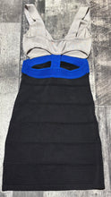 Load image into Gallery viewer, Bebe grey/black/blue bandage dress - Hers size S
