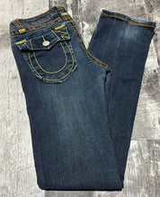Load image into Gallery viewer, True Religion blue low rise jeans - Hers size 27
