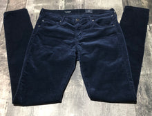 Load image into Gallery viewer, AG blue velvet low rise skinny jeans - Hers size 28
