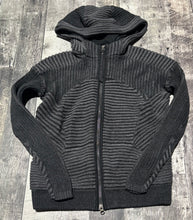 Load image into Gallery viewer, lululemon dark grey knit hoodie - Hers size approx S
