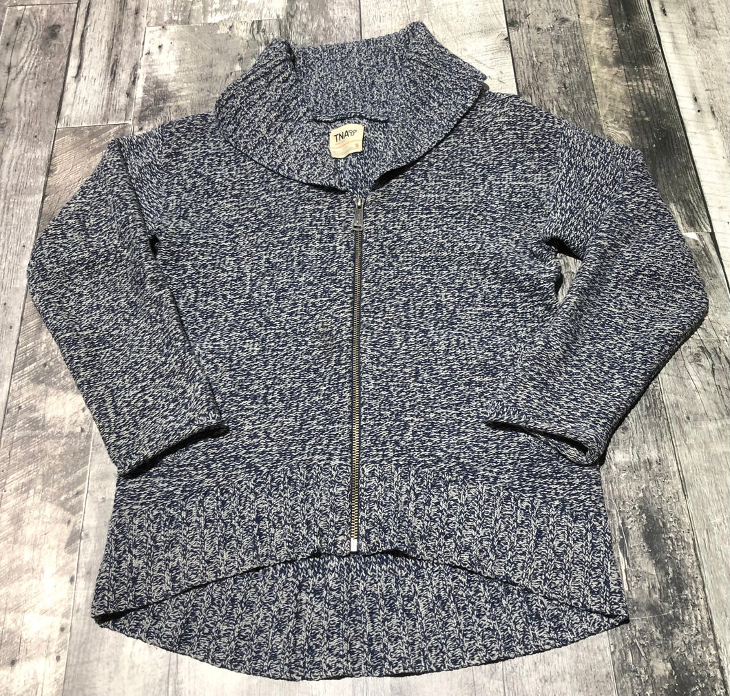 TNA blue/white knit zip up sweater - Hers size S