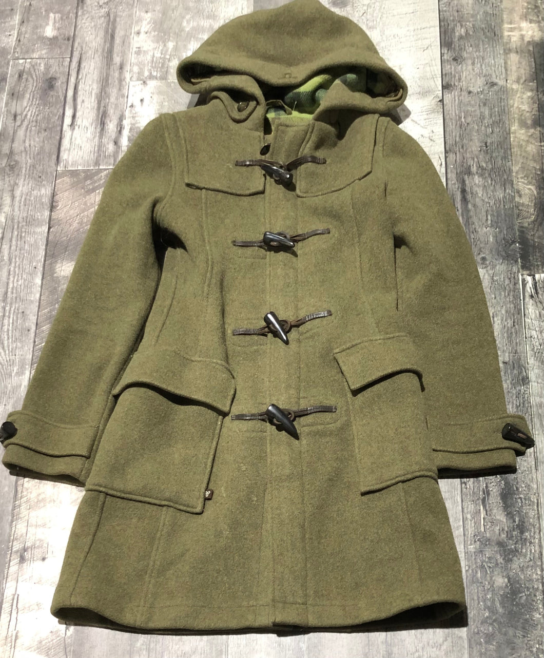 TNA green coat - Hers size XS
