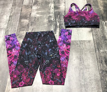 Load image into Gallery viewer, lululemon black/pink/purple sports bra/ leggings - Hers size top 2 leggings 4
