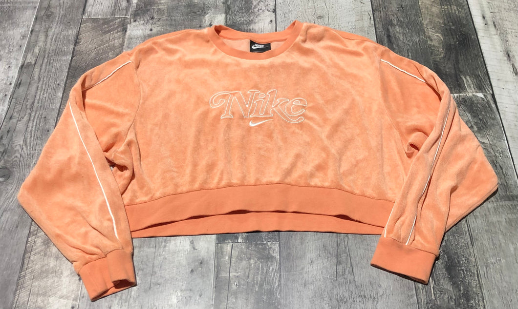 Nike orange/white terry cloth cropped sweater - Hers size S