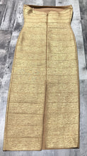 Load image into Gallery viewer, Express x bebe gold strapless bandage dress - Hers size M
