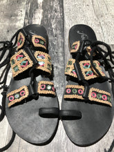 Load image into Gallery viewer, Free People black/multi lace up sandals - Hers size 38.5
