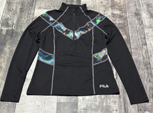 Load image into Gallery viewer, Fila black/ blue half zip athletic long sleeve - Hers size S
