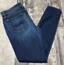 Load image into Gallery viewer, 7 for all mankind blue mid rise skinny jeans - Hers size 30
