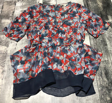 Load image into Gallery viewer, BCBG light blue/red sheer blouse - Hers size S

