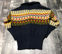 Load image into Gallery viewer, French Connection navy/yellow/cream knit button up sweater - Hers size XS
