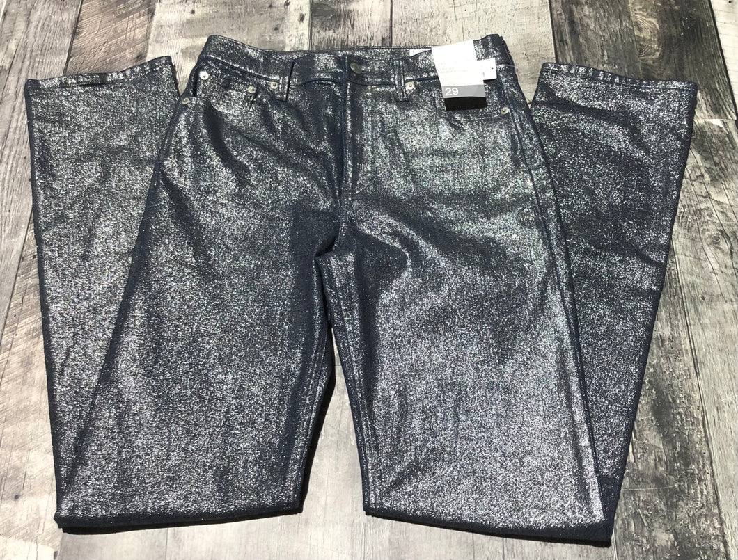 GAP navy/silver glitter high rise 90’s straight pants - Hers size 29 Tall