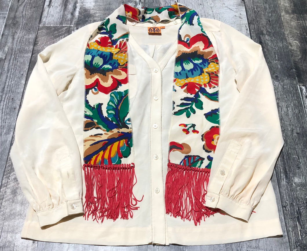 Tory Burch cream/multi silk button up shirt - Hers size 10