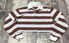 Load image into Gallery viewer, Sunday Best light blue/brown cropped long sleeve - Hers size 2XS
