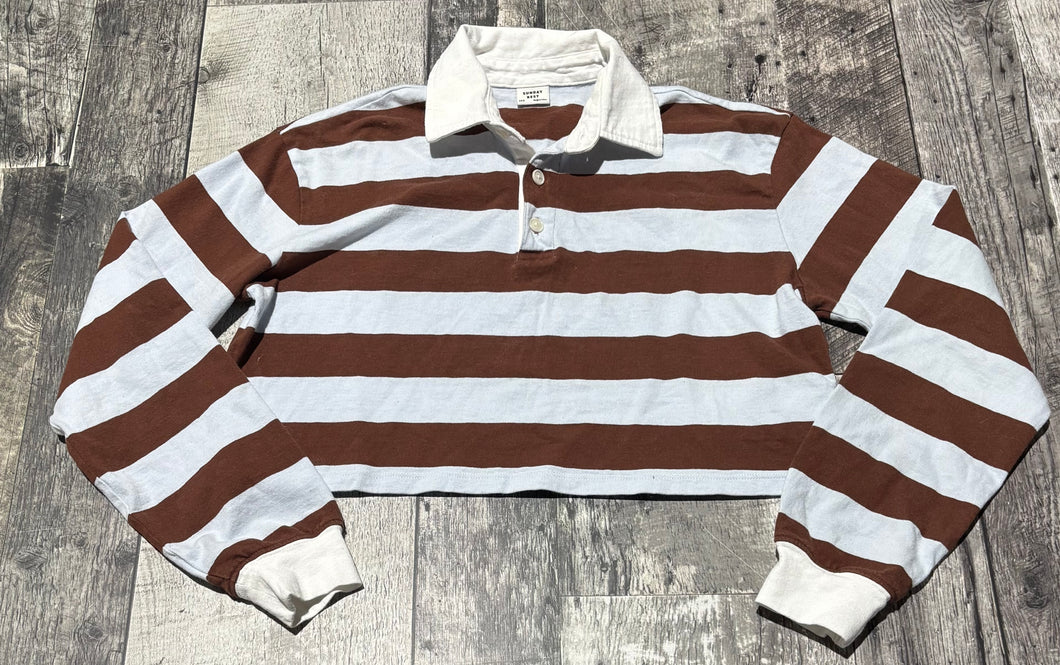 Sunday Best light blue/brown cropped long sleeve - Hers size 2XS