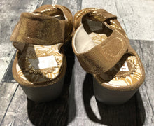 Load image into Gallery viewer, Fly London gold wedge sandal - Hers size 36
