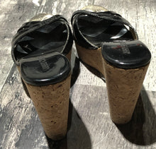 Load image into Gallery viewer, Jimmy Choo black/cork high wedge - Hers size 38.5
