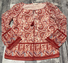 Load image into Gallery viewer, Tory Burch cream/red long sleeve blouse - Hers size 10

