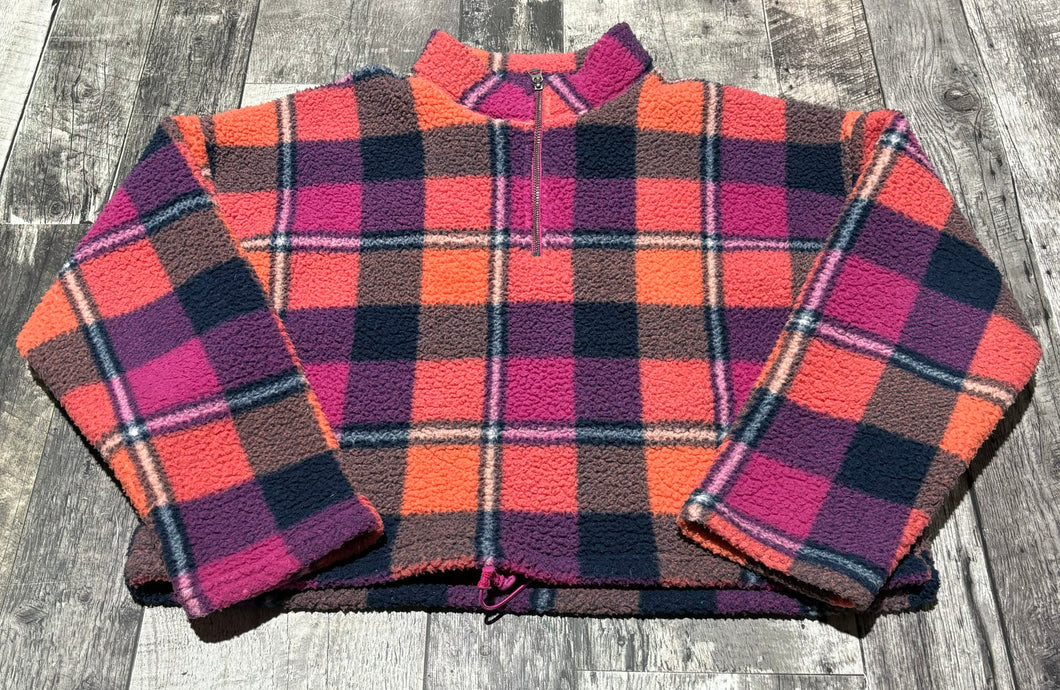 American Eagle orange/purple fleece sweater - Hers size M