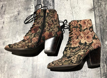 Load image into Gallery viewer, Jeffrey Campbell x Anthropologie black/green/mauve/multi heel boot - Hers size 8.5
