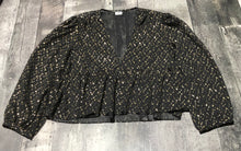 Load image into Gallery viewer, Sunday Best black/gold sheer blouse - Hers size S

