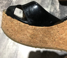 Load image into Gallery viewer, Jimmy Choo black/cork high wedge - Hers size 38.5
