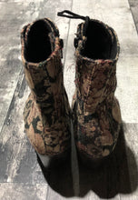 Load image into Gallery viewer, Jeffrey Campbell x Anthropologie black/green/mauve/multi heel boot - Hers size 8.5
