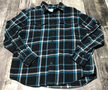 Load image into Gallery viewer, American Eagle black/blue/shite button up - His size L
